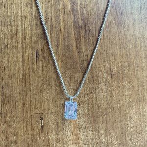 Crystal rectangle on a ball chain. Necklace.